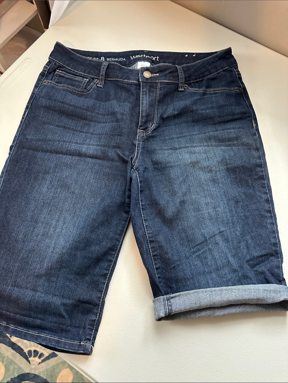 Westport Dark Blue Denim Bermuda Shorts sz 8
